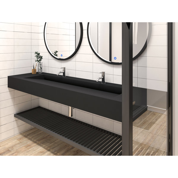 CastelloUSA Pyramid 72" Rectangular Vessel Bathroom Sink with Ramp Basin & Reviews Wayfair